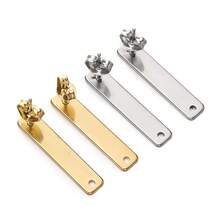10pcs Stainless Steel Long Rectangle Post Earring Studs Base Pins With Earring Plug Ear Back For Jewelry Making DIY Supplies - Long Earrings - View 1