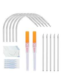 12 st 16G/14G/18G piercingnålar, engångsprecisionssteriliserade böjda nålar för örontragus, helix, näsa, mage, ögonbryn, Labret piercing - stål färg - Visa 14