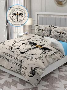 2/3pcs Dragons & Knights Theme Duvet Cover Bedding Set, Moon, Stars Bed Sets, Cover Queen,Bed Comforter Set, With 1 Duvet Cover And 1-2 Pillowcases, King-Size Bedspread, Bed Sheet, Room Stuff, Machine Washable, Dry Clean. It Is Suitable For Home And Bedroom Decoration,Room Decor, Available In A Variety Of Sizes Such As Single And Double, It Is A Good Birthday Gift.