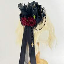1 szt. Lolita Style Party Mini Hat, spinka do włosów Gothic Rose Edge, akcesorium do tańca scenicznego