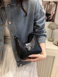 Beautiful Chain Cross Shoulder Underarm Texture Butterfly Hardware Exquisite 2025 New Solid Color Handbag For Women Wallet Mini Wallet Purse Wallet Coin Wallet Wallet Wristlet Wallet - Multicolor - View 6