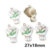 10 buc 27x18mm email flori buchet farmece pandantiv pentru coliere cercei bijuterii DIY fabricarea accesorii descoperiri
