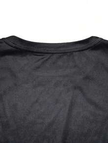 Plus Size Men's Dark-Tone Letter Print Casual Round Neck Short Sleeve T-Shirt For Summer - Multicolor - View 7