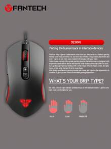 FANTECH فأرة ألعاب سلكية FANTECH X9، RGB، 7 أزرار ماكرو قابلة للبرمجة ، راحة حقيقية للاعبين المبتدئين للحاسوب الشخصي بنظام وندوز ،باللون الأسود