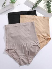 FINETOO 3 pezzi Slip da donna vita alta a tinta unita, stampati e a righe