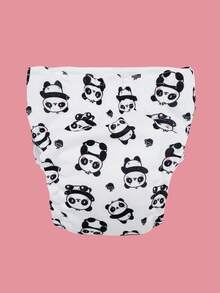1pc Reusable Panda Pattern Dog Diaper - Black and White - View 4
