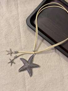 New Starfish Symbol Beach Necklace For Women, Minimalist Retro Boho Style Necklace