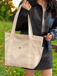 1 pezzo Borsa unisex di grande capacità, nuovostile coreano, borsa a tracolla casual per scuola/università, borsa a tracolla in tela, borsa a spalla, borsa per festival, borsa con chiusura lampo, borsa da scuola di grandi dimensioni, con scomparti multipli, adatta per spiaggia, scuola, lavoro e uso quotidiano