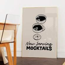 1 Pc Mocktails Print, College Apartment Decor, Retro Dorm Room Posters, Black Neutral Wall Art, Girly Preppy Aesthetic Kitchen Decor - Posters Canvas Painting Wall Arts Room Home Decoration Unframed - Multicolor - View 3