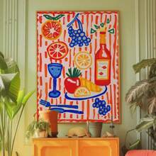 1 pièce Affiche de ligne art, affiche rétro des années 70, art mural rouge, affiche de salle à manger, décoration murale de cuisine, affiche, cadre optionnel Dopamine Decor