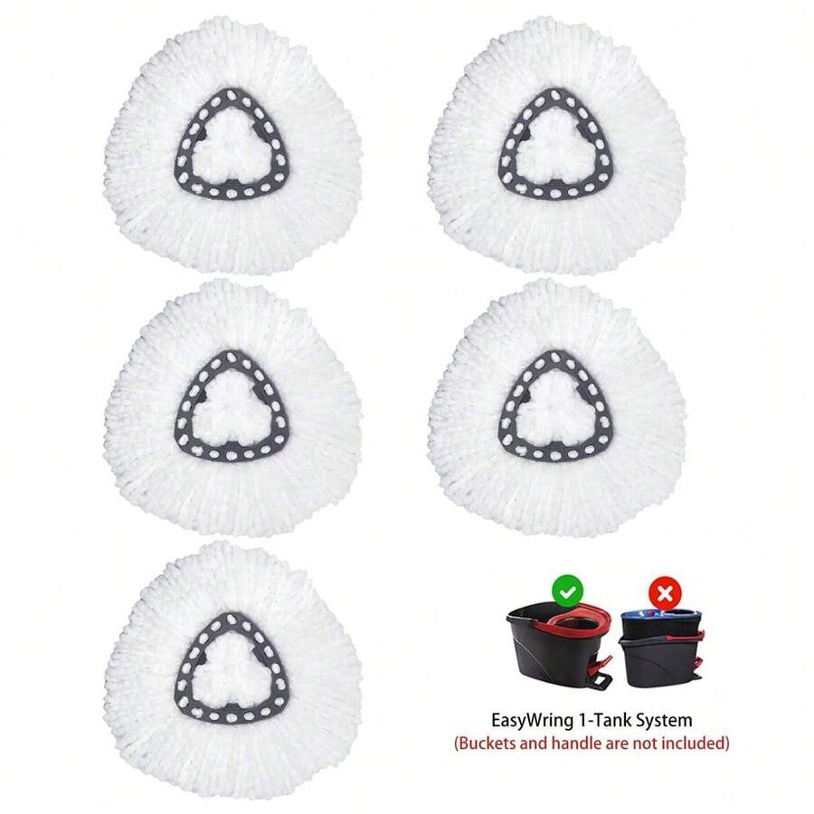 Home Times 2/3/4/5 Pack Cotton Blend Mop Replacement Heads, Compatible With O-Cedar/Viled EasyWring Spin Mop, Washable Microfiber Spin Head Refills For Easy Cleaning, Kitchen Use - White - View 1