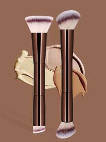 2 piezas Pinceles de maquillaje profesionales de doble cabeza, pincel para polvos, pincel para rubor, herramientas cosméticas, fibras suaves, fácil de transportar, pincel de viaje