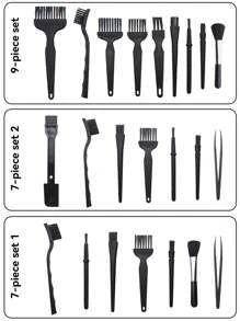 9 pièces Brosse en plastique multifonctions, brosse de nettoyage pour téléphone portable et ordinateur, brosse d'élimination de la poussière du clavier, ensemble de brosses pour les interstices de voiture industrielle