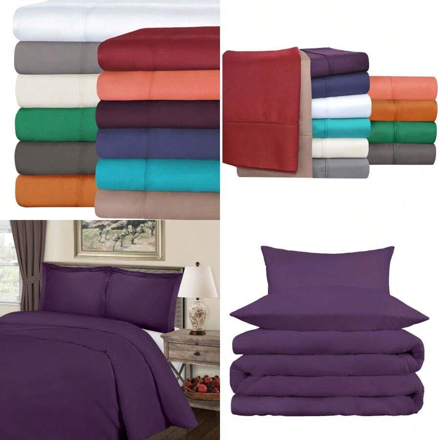 Cotton Blend 800 Thread Count Solid Duvet Cover Set - as pic - View 1