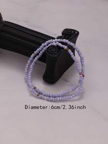 5pcs Set Simple Multi-Layer Glass Beaded Bracelets, Versatile For Women Daily Wear - Glass Beads - View 7