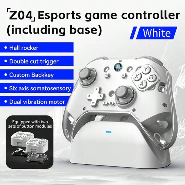 Z04 Kabelloser Gamecontroller mit Ladestation für Computerschalter, Android, iOS, Handyspiele, Mikroschaltertasten