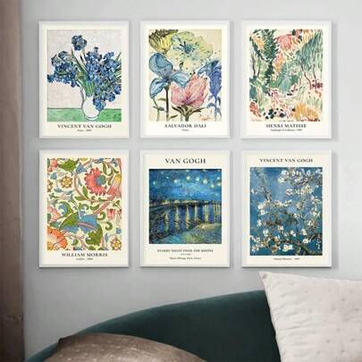 1 Stück Van Gogh Stern Vase Serie Wandkunst Matisse Vintage Blumen Leinwandmalerei Blumenmarkt Kunst Wohnzimmer Heim Dekoration Geschenk, wahlweise mit Rahmen