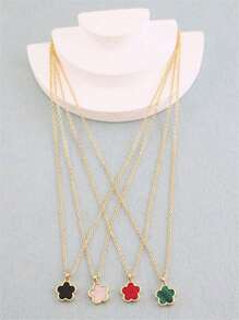 1 pieza Collar de mujer con colgante de trébol minimalista de diseño floral elegante, cadena de clavícula de moda versátil, adecuado para fiesta, regalo de cumpleaños