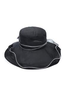 LEAJOURNO. 1pc Women Knitted Bucket Hat Small Head Circumference, Autumn/Winter Compact Bucket Hat - Black - View 3