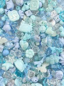 50/100g Cuentas acrílicas de colores variados, en formas de flores, lazos, estrellas y corazones, para hacer joyas, pulseras, collares, cadenas de teléfono móvil y accesorios hechos a mano
