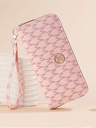 1 pieza Cartera larga con cremallera vintage de mujer con estampado floral, bolso de embrague multifunción de gran capacidad con compartimento para teléfono con cremallera doble para mujer - Cartera mini, cartera, cartera larga, cartera de muñequera
