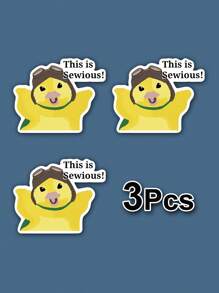 1/3pcs "This Is Sewious" Humorous Stickers, Adorable Yellow Chick With Green Scarf & Goggles, Pilot-Themed Design, Decorate Your Laptop, Water Bottle, Journal, Skins, Guitars, Helmets, Office Supplies, School, Skateboards, Luggage, And Other Funny Decal,School Supplies,Back To School