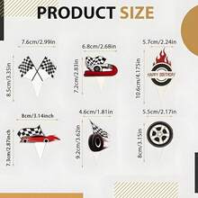 [24pcs Racing Car Cupcake Decorations] 24pcs Racing Car Cupcake Toppers, Birthday Party Decorations, No Battery Required, Featherless, Ideal For Christmas & Halloween Celebrations, Cake Base Not Included - Multicolor - View 8