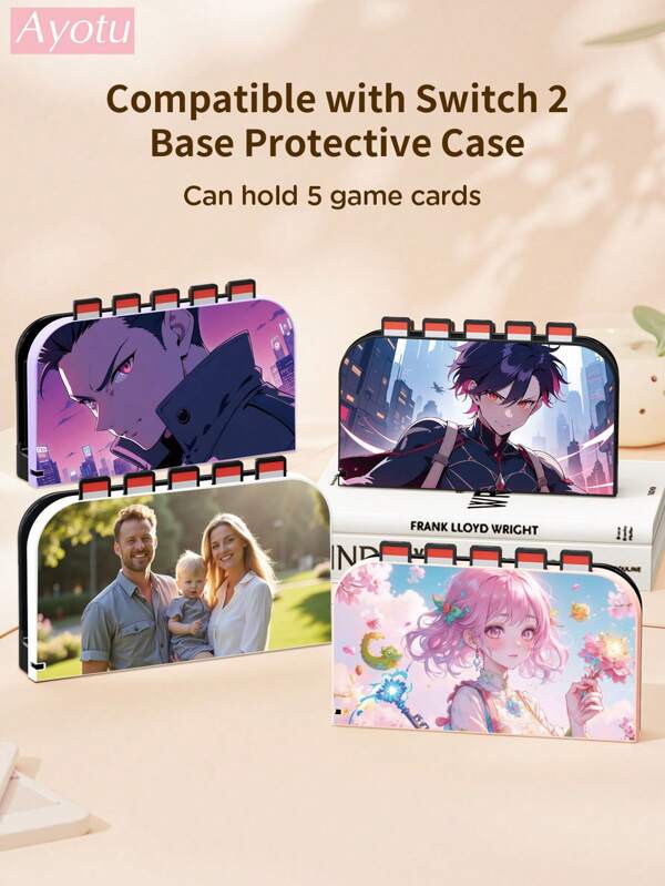 Ayotu Personnalisez l'étui de protection de la base Switch2 et le boîtier de rangement des cartes de jeu en fonction de vos dessins. Il peut contenir 5 cartes de jeu et protéger la base des rayures et de la poussière. Compatible avec l'étui de protection de la base de la nouvelle Switch2 2025. Personnalisable avec des photos de famille, d'animaux de compagnie, de couples, de belles photos d'idoles et d'animés, comme cadeaux de fête pour les passionnés de jeux, les amis et la famille