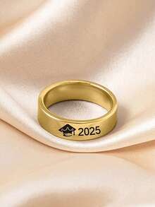 2025毕业季戒指，不锈钢毕业季戒指，送给老师和同学的礼物 - 彩色 - 查看 2