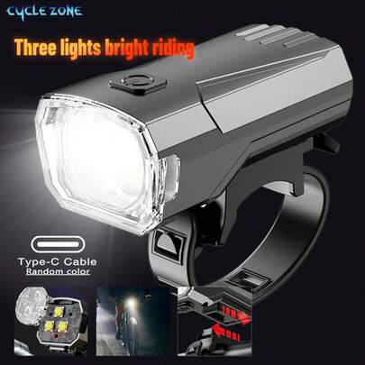 Cycle Zone Luce anteriore per bicicletta a LED, super luminosa, compatta e portatile, con 3 livelli di luminosità regolabile, per il ciclismo notturno