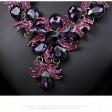 1 Set Women's Jewelry Set: Necklace, Earrings 3pcs, Bridal Evening Party Accessory, Fashionable Luxury Shiny Rhinestone Set
