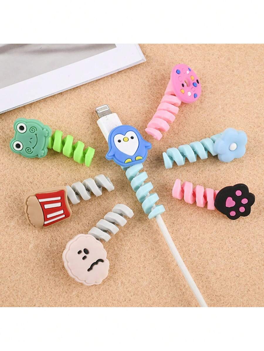 10pcs Multiple Styles Of Data Cable Protectors And Cable Sleeves: Protect Your Cables From Breakage And Disconnections. Random Styles And Colors - Multicolor - View 1