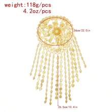 1 pièce Nouveau accessoire de danse de coiffe de pièce de monnaie du Moyen-Orient arabe, serre-tête à long franges exagéré pour femmes, couleur or