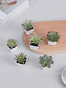 1 pezzo/1 set da 6 pezzi Mini piante in vaso di simulazione - Adatto per decorazione domestica, come scrivanie, scaffali per libri, davanzali, nonché decorazioni per matrimoni e feste, San Valentino, regali di compleanno, laurea, decorazione per la stanza Back to School, forniture scolastiche