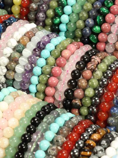 1 件 8 毫米天然石水晶和玛瑙珠手链，能量平衡瑜伽冥想友谊珠宝，适合女性日常佩戴