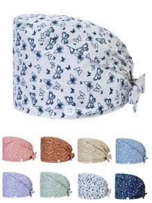 1 pieza Gorra de trabajo con bordado de mariposa de poliéster para mujeres, adecuada para médicos, enfermeras, amas de casa, antibacteriana y antipolvo, aplicable para primavera, verano, otoño e invierno