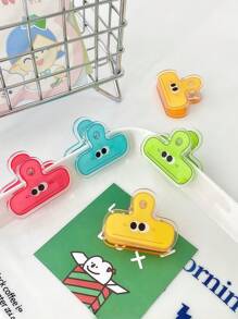 1/3/5pcs Cute Cartoon Big Eye Acrylic Clips, Waterproof Food Storage Bag Sealer, Durable Organizer Clips For Notes, Exams, Office Documents, Books, Kitchen Accessories