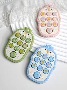 1 pieza Juguete de dentición de silicona con diseño de pingüino lindo, juguete de alivio de estrés para bebé, material de silicona elegido por mamás, apto para bebés de 0 a 6 meses, niños y niñas - Multicolor - Ver 3
