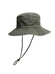 1pc Men's New Solid Color Patchwork Brim Washed Vintage Fishing/Hiking Hat, Outdoor Sun Protection Hat For Daily Wear
