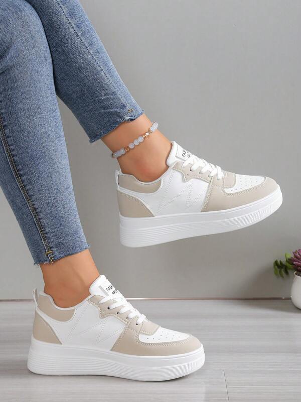 Sneaker da donna con platform e tacco a zeppa, scarpe casual con suola vulcanizzata, leggere e di moda