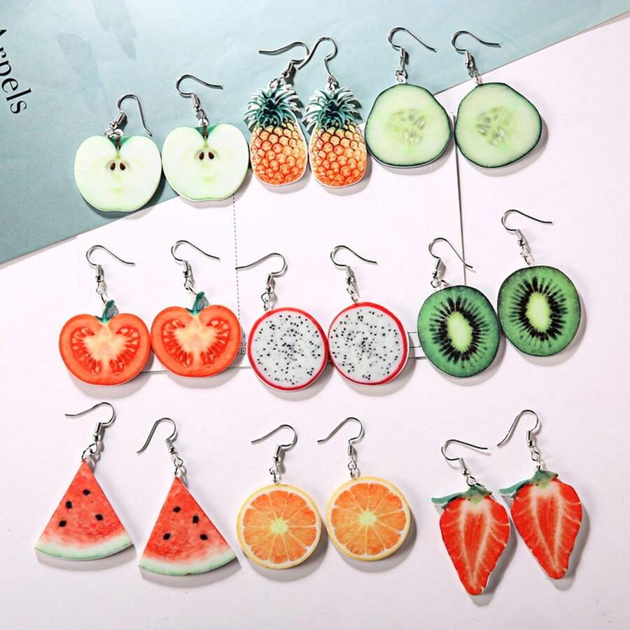 1 Pair Acrylic Creative Cute Fruit Design Earrings - Fruit - View 1