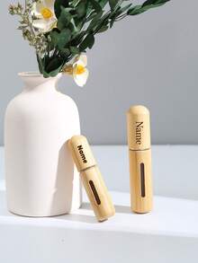 1pc Customized Bamboo Perfume Spray Bottle, Personalized Perfume Atomizer, Reusable Mini Portable Perfume Mist Sprayer, Ideal Bridesmaid Gift, Personalized Perfume Spray Bottle, Customized High-End Perfume Atomizer