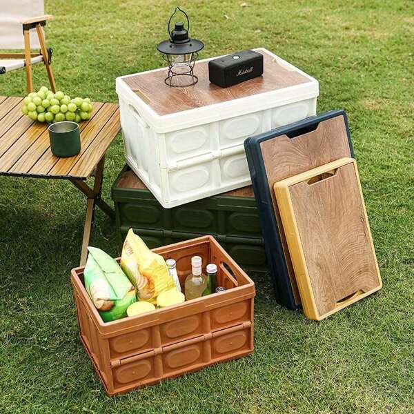 1pc Outdoor Camping Storage Box, Camping Folding Storage Box, Household Car Trunk Storage Box, Outdoor Folding Storage Box, Multi Functional Car Storage Box, Household Glove Box, Stackable And Handheld