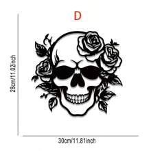 1pc Elegant Skull, Flower & Butterfly Metal Wall Art - Vintage Style Decor With Rose & Green Plants - Durable Black Metal Hanging Sign, Suitable For Living Room, Office, Kitchen Or Bar Decoration, Decorative Art | Elegant Wall Accessory | Durable Metal Art, Large Wall Art Room Decor Bedroom Decor Home Decor Wall Decor