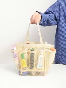 1 Pc Mesh Shower Caddy Portable For College Dorm Room Essentials With 7 Upgraded Deeper Pockets, Quick-Dry Large Shower Basket Tote Bag With 2 Handles For Toiletry, Bathroom, Camp, Gym - Multicolor - View 14