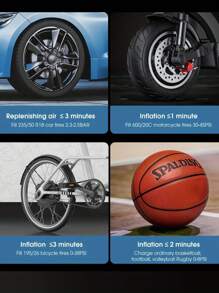 CARSUN Gonfiatore di pneumatici portatile - Accessori auto, funzione di gonfiaggio rapido per pneumatici auto, compressore d'aria per pneumatici auto 150 PSI, senza batterie richieste, con luci LED, per auto/moto/bicicletta/palloni/salvataggio, accessorio indispensabile per auto, regalo