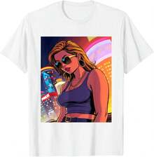 1 Pack Men's T-Shirt con ilustración de cómic gráfico de personaje de dibujos animados Camiseta de hombre - Blanco - Ver 1