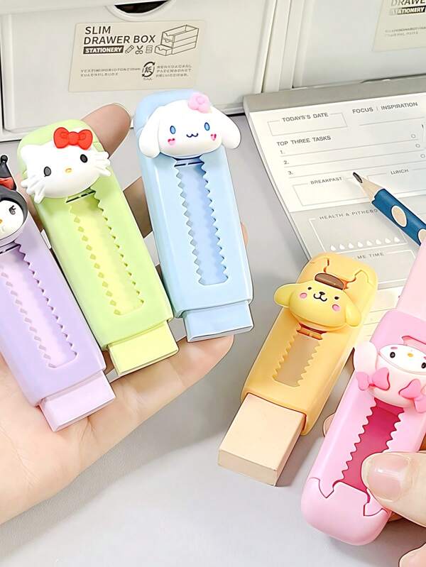 sanrio1 no use One Piece 1pc/3pcs/6pcs Set Random Memetis, Kukumi, Jade Jade Dog Kk Eraser, Clean And Crumb-Free, Cute Elementary School Student Reward Stationery Supplies Kids Creative, Various Colors And Designs, Small And Convenient, Creative High Quality Student Stationery, Exam Stationery, Office Supplies, Family, Friends, Colleague Gifts - Boys, Girls, School Use,Halloween Gifts,School Supplies