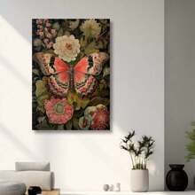 3pcs Vintage Butterfly Wall Arts Canvas Posters, Flower Art Printing, HD Printing Optional Frame, Home Decoration Hanging Painting ,Wall Art With Frame