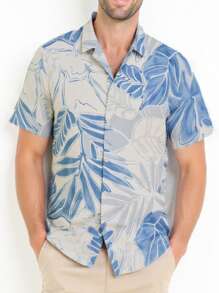 Men's Retro Old Money Style Digital Print Summer Short-Sleeved Shirt Fashionable Casual Versatile